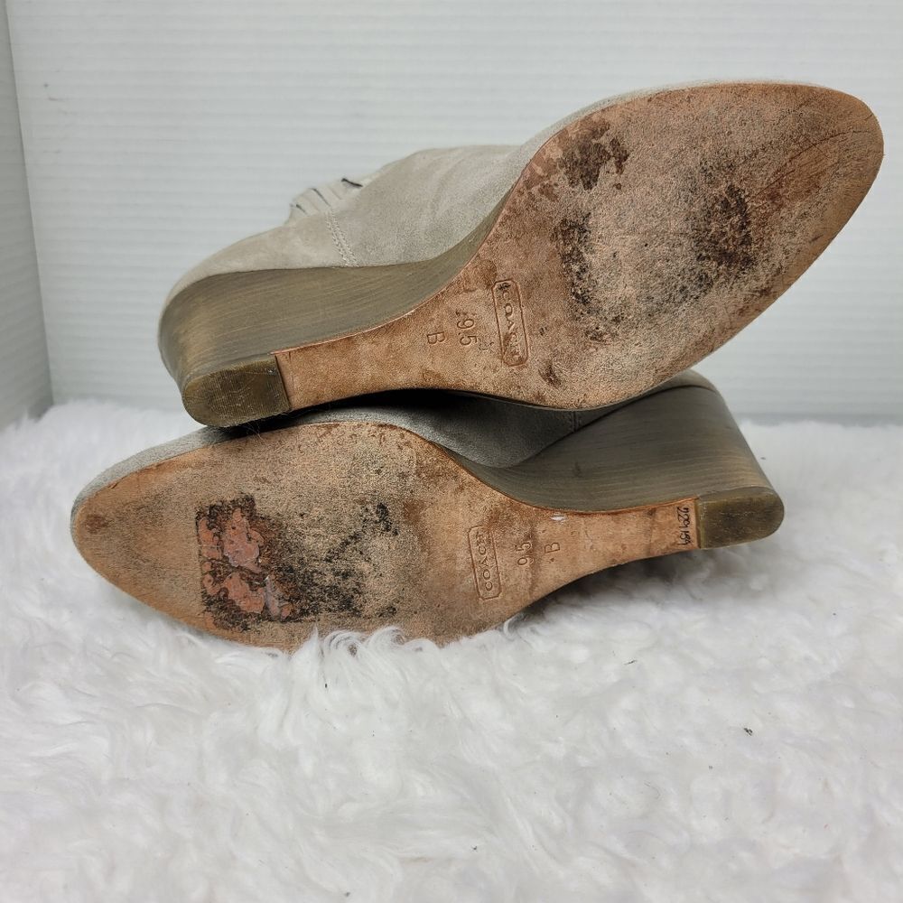 Coach Letty Womens Size 9.5 B Gray  Suede Ankle Wedge Heel Boots Bootie - Picture 9 of 9